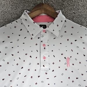 U Suck At Golf Shirt Men's XL White Polo Ham AOP Breakfast Performance Stretch